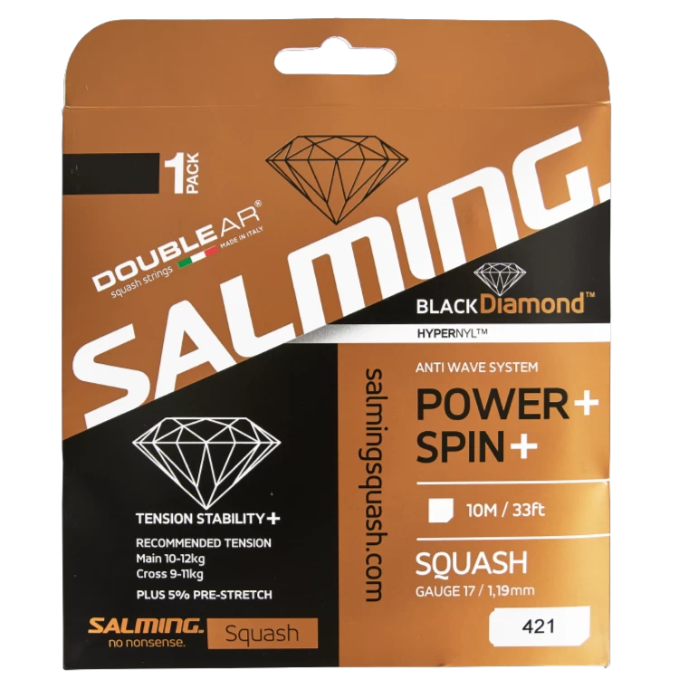Salming Black Diamond 17 Squash String (Black) 3 Salming Black Diamond 17 Squash String (Black)