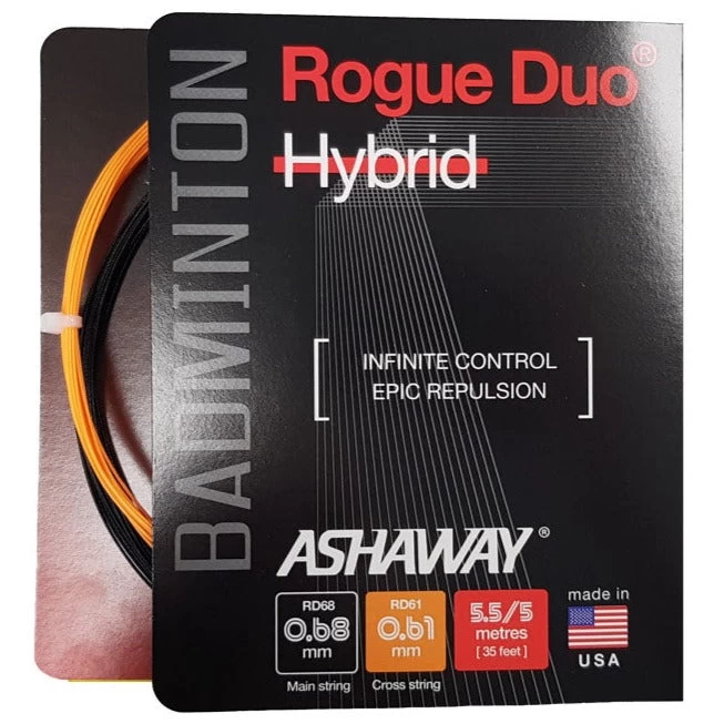 Ashaway Rogue Duo Hybrid Badminton String (Black/Orange) 3 Ashaway Rogue Duo Hybrid Badminton String (Black/Orange)