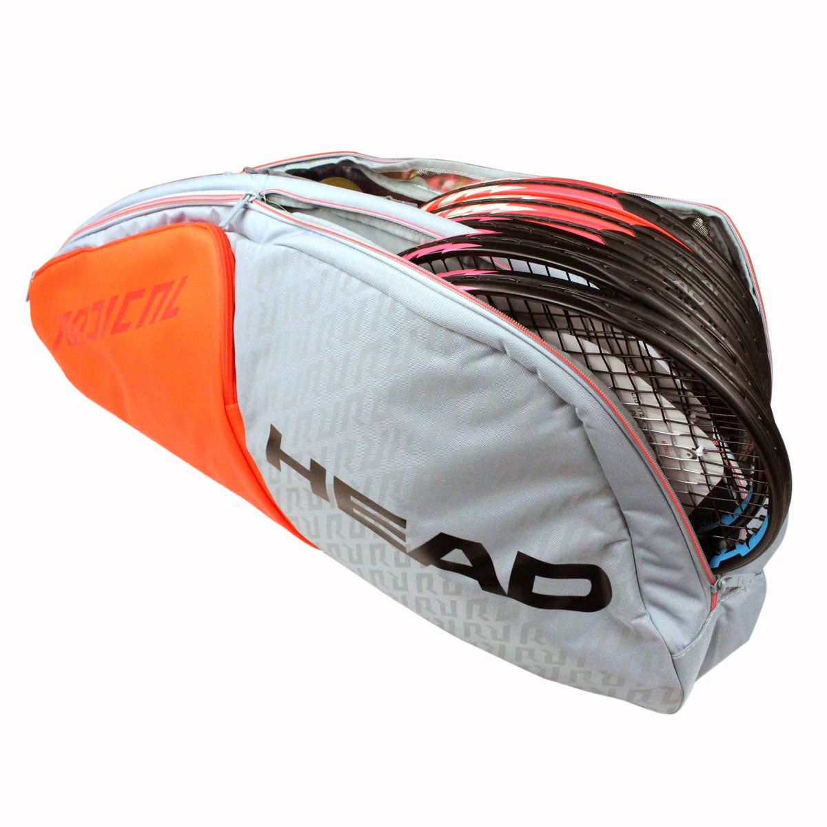 Head Radical Combi 6 Pack Racquet Bag (Grey/Orange) 3 Head Radical Combi 6 Pack Racquet Bag (Grey/Orange)