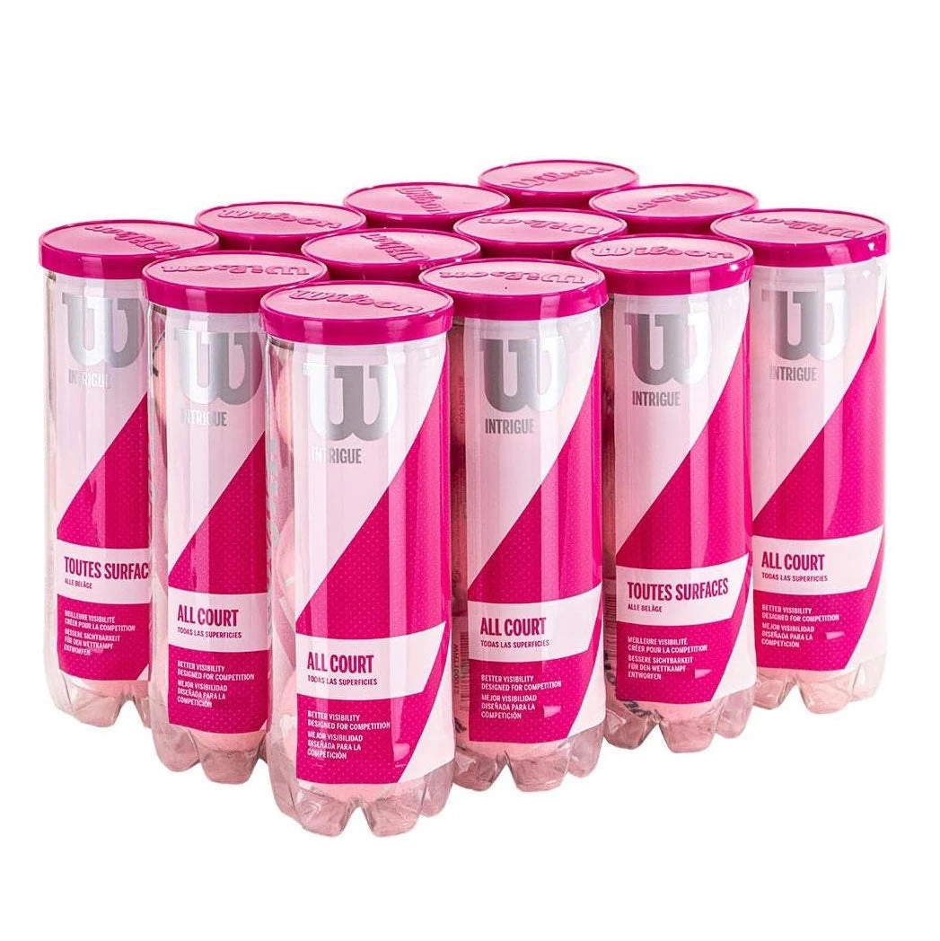 Wilson Intrigue All Court Pink Tennis Balls - 12 Can Case 3 Wilson Intrigue All Court Pink Tennis Balls - 12 Can Case