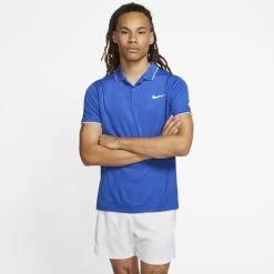 Nike Men's Court Dri-Fit Team Polo (Blue/White) -Racquet Equipment Shop 939137 480 PHSFM001 1000