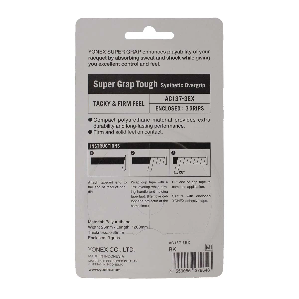 Yonex Super Grap Tough Overgrip 3 Pack (Black) 4 Yonex Super Grap Tough Overgrip 3 Pack (Black) - Image 2