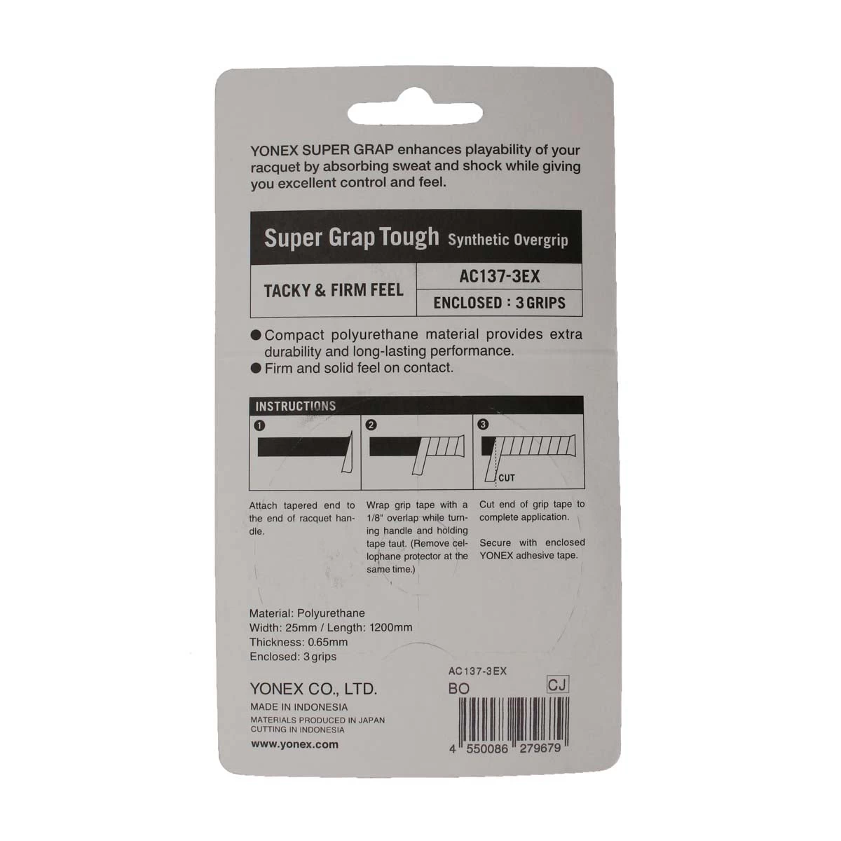 Yonex Super Grap Tough Overgrip 3 Pack (Orange) 4 Yonex Super Grap Tough Overgrip 3 Pack (Orange) - Image 2