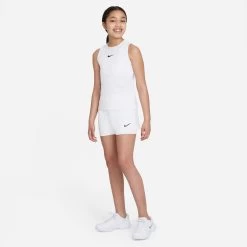 Nike Girls' Dri-FIT Victory Shorts (White/Black) 12 Nike Girls' Dri-FIT Victory Shorts (White/Black) -Racquet Equipment Shop DB5612 100 PHSYM003 3144