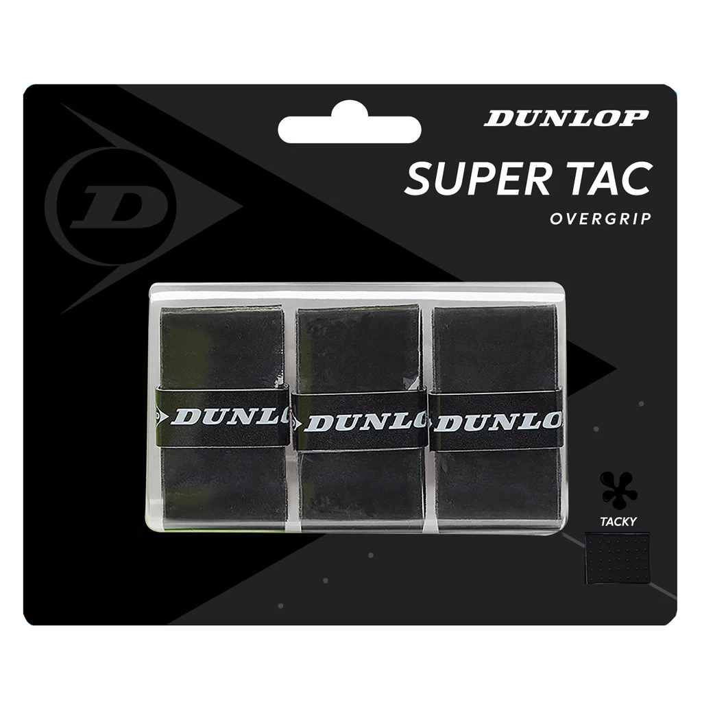 Dunlop Super Tac Overgrip 3 Pack (Black) 3 Dunlop Super Tac Overgrip 3 Pack (Black)