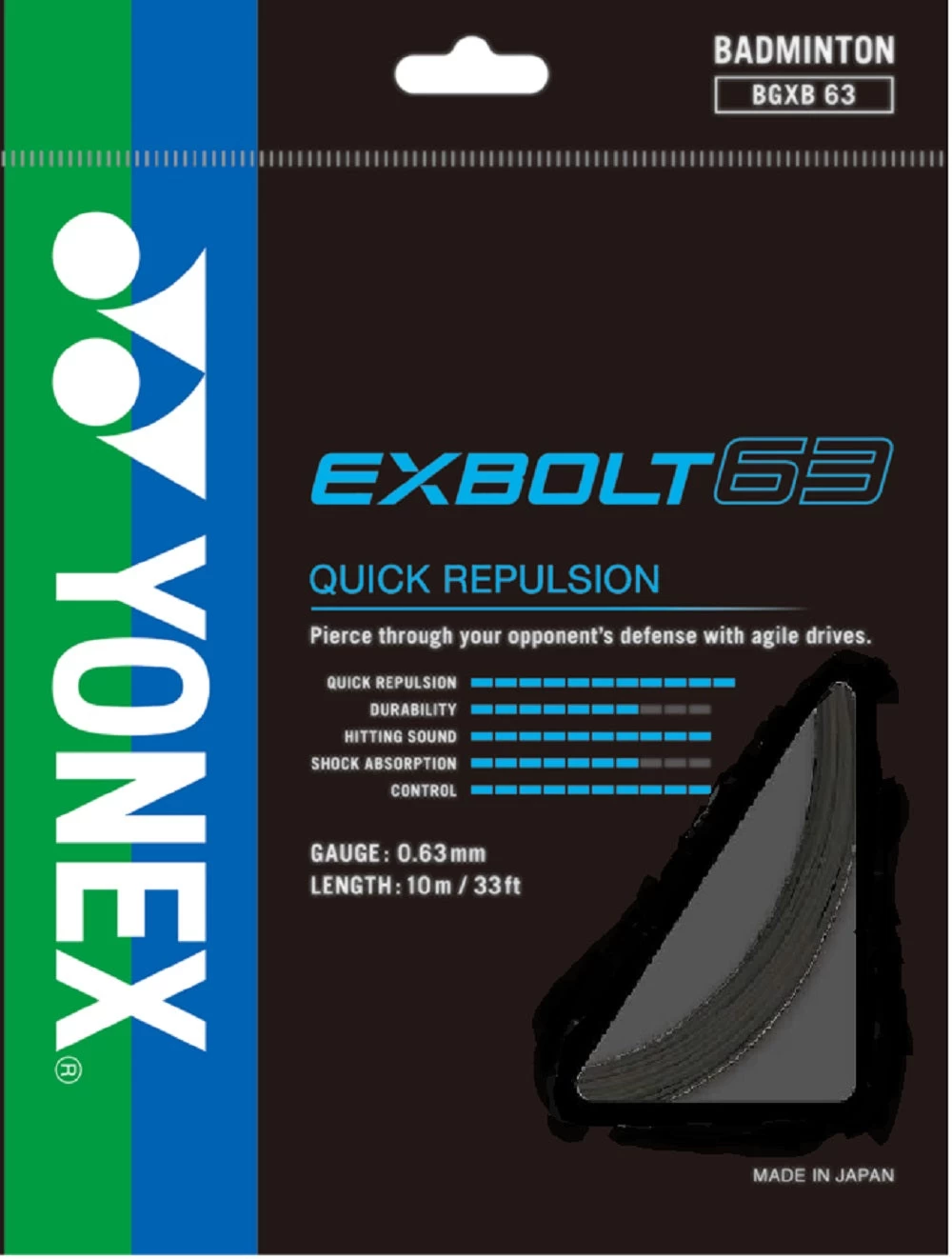 Yonex BG Exbolt 63 Badminton String (Black) 3 Yonex BG Exbolt 63 Badminton String (Black)