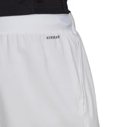 Adidas Men's Club Stretch Woven 7-Inch Shorts (White/Black) 12 Adidas Men's Club Stretch Woven 7-Inch Shorts (White/Black) -Racquet Equipment Shop GH7222 APP on model detail 1 white