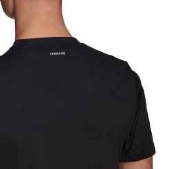 Adidas Men's 3 Stripes Club Top (Black) 12 Adidas Men's 3 Stripes Club Top (Black) -Racquet Equipment Shop GL5403 APP on model detail 2 white