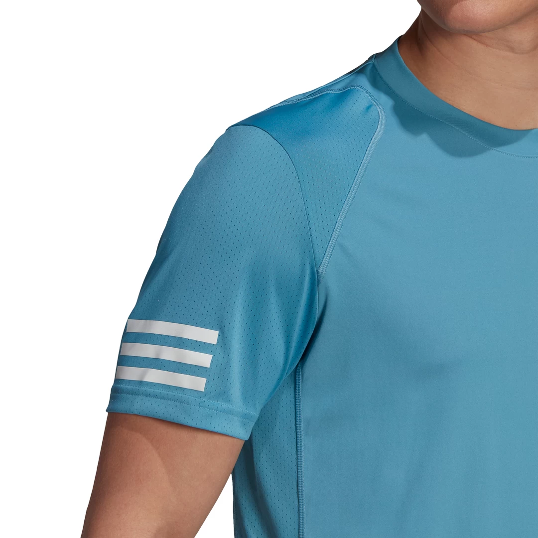 Adidas Men's 3 Stripes Club Top (Hazy Blue/White) 7 Adidas Men's 3 Stripes Club Top (Hazy Blue/White) - Image 5
