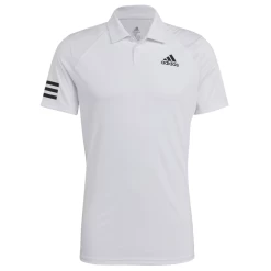 Adidas Men's Club 3 Stripes Polo (White/Black) 17 Adidas Men's Club 3 Stripes Polo (White/Black) -Racquet Equipment Shop GL5416 APP photo front center white