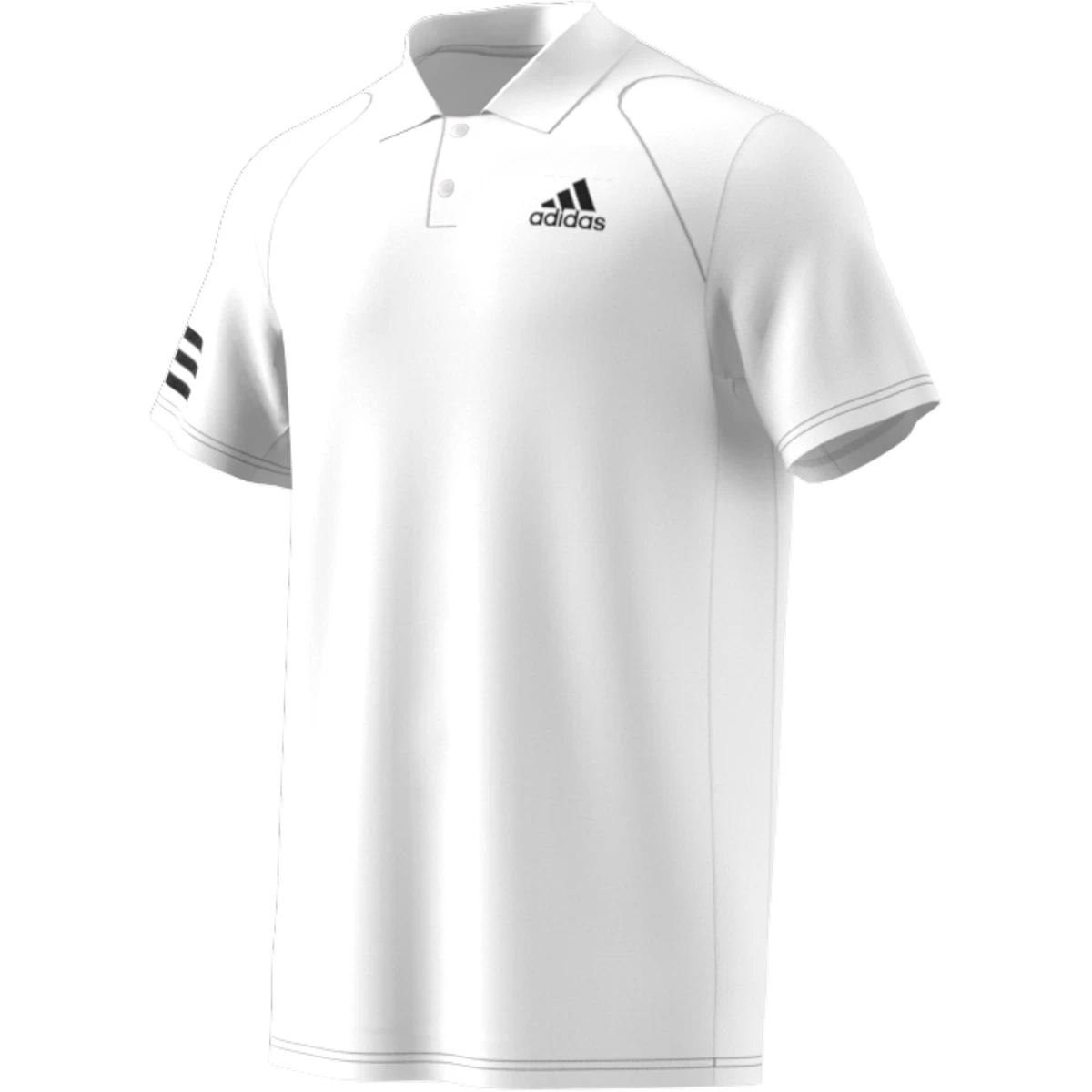 Adidas Men's Club 3 Stripes Polo (White/Black) 10 Adidas Men's Club 3 Stripes Polo (White/Black) - Image 8