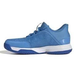 Adidas Adizero Club Junior Tennis Shoe (Pulse Blue/Cloud White) -Racquet Equipment Shop GX1854 5 FOOTWEAR Photography SideMedialCenterView white