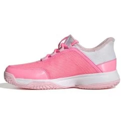 Adidas Adizero Club Junior Tennis Shoe (Pink/White) -Racquet Equipment Shop GX1855 5 FOOTWEAR Photography SideMedialCenterView white