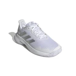 Adidas CourtJam Control Women's Tennis Shoe (White/Silver) 16 Adidas CourtJam Control Women's Tennis Shoe (White/Silver) -Racquet Equipment Shop GY1334 6 FOOTWEAR Photography FrontLateralTopView white