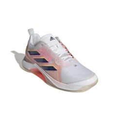 Adidas Avacourt Women's Tennis Shoe (White/Indigo/Orange) -Racquet Equipment Shop GZ0690 6 FOOTWEAR Photography FrontLateralTopView white