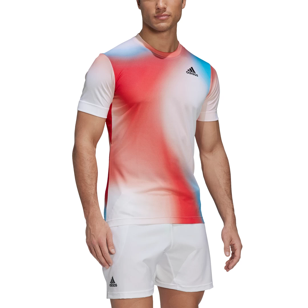 Adidas Men's Melbourne FreeLift Printed Top (White/Vivid Red/Black) 4 Adidas Men's Melbourne FreeLift Printed Top (White/Vivid Red/Black) - Image 2