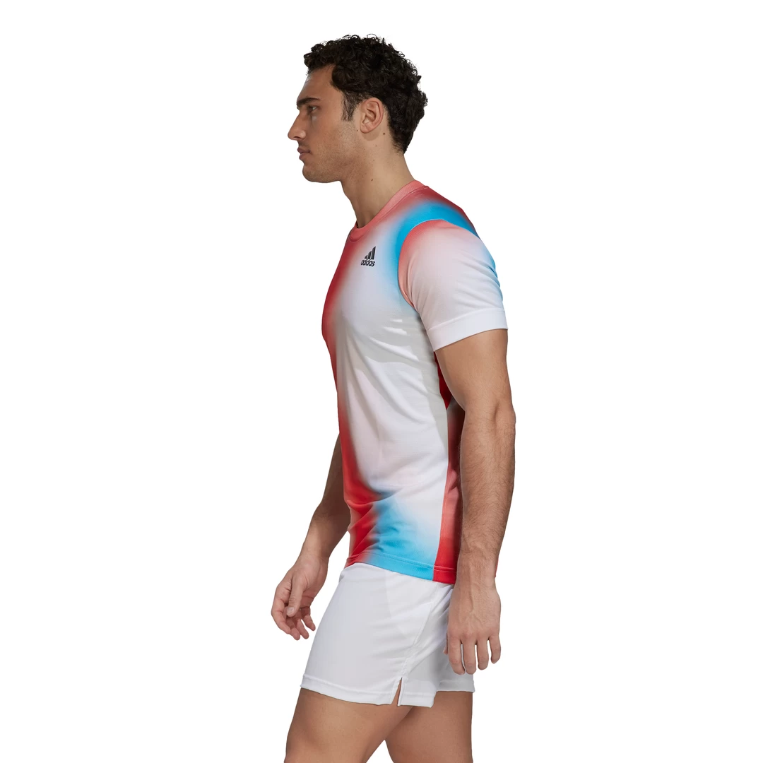 Adidas Men's Melbourne FreeLift Printed Top (White/Vivid Red/Black) 6 Adidas Men's Melbourne FreeLift Printed Top (White/Vivid Red/Black) - Image 4