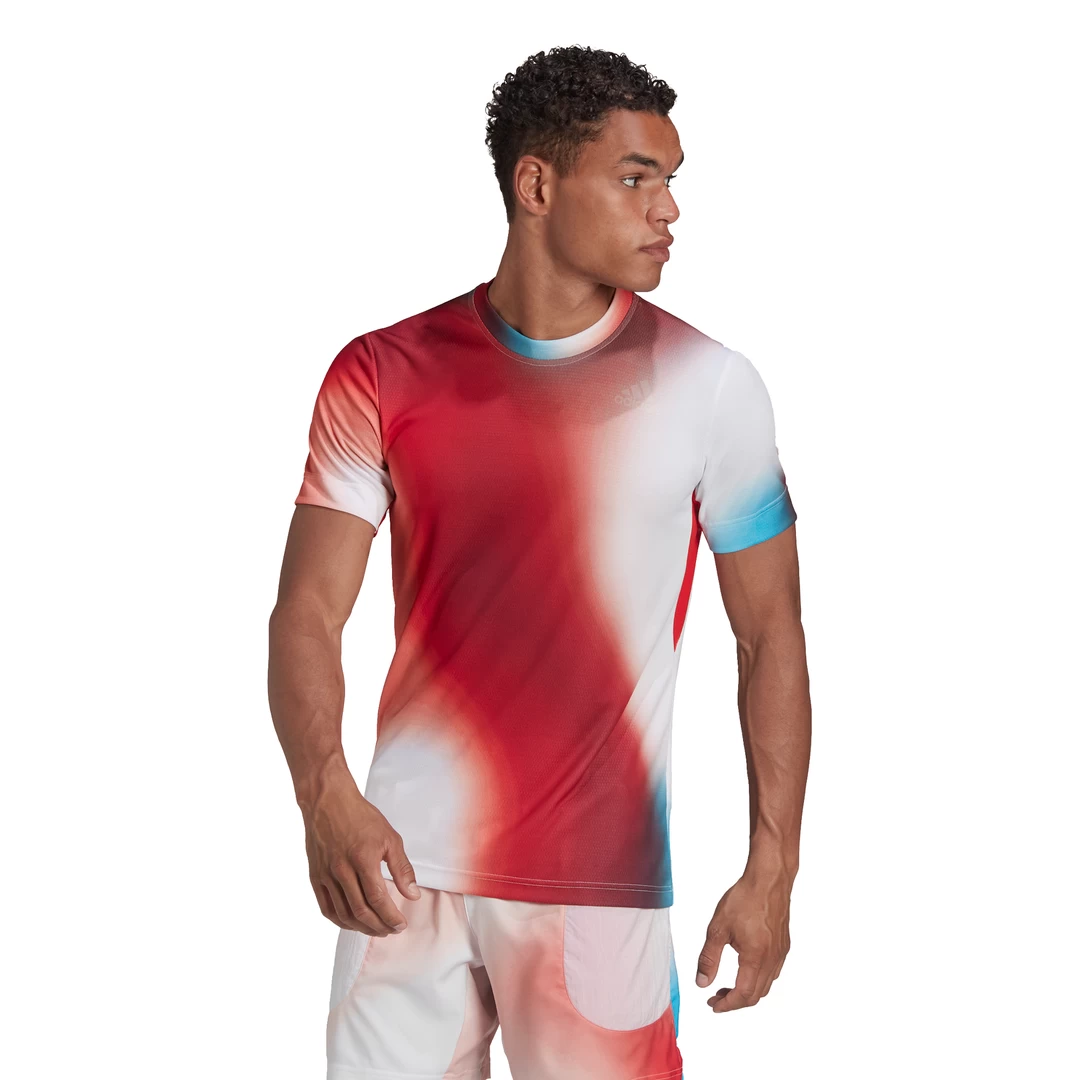 Adidas Men's Melbourne FreeLift Printed Top (White/Vivid Red/Black) 3 Adidas Men's Melbourne FreeLift Printed Top (White/Vivid Red/Black)