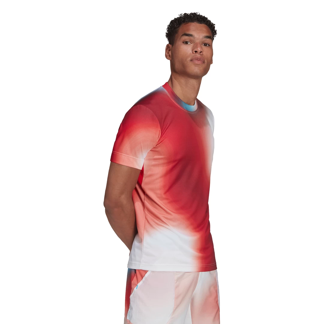 Adidas Men's Melbourne FreeLift Printed Top (White/Vivid Red/Black) 7 Adidas Men's Melbourne FreeLift Printed Top (White/Vivid Red/Black) - Image 5