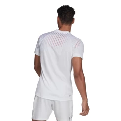 Adidas Men's Melbourne FreeLift Printed Top (White/Red) 12 Adidas Men's Melbourne FreeLift Printed Top (White/Red) -Racquet Equipment Shop HA3344 APP on model back white
