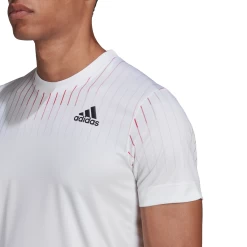 Adidas Men's Melbourne FreeLift Printed Top (White/Red) 14 Adidas Men's Melbourne FreeLift Printed Top (White/Red) -Racquet Equipment Shop HA3344 APP on model detail 1 white