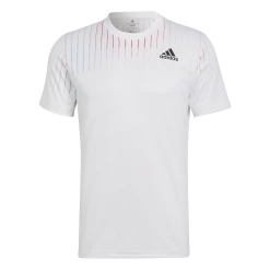 Adidas Men's Melbourne FreeLift Printed Top (White/Red) 17 Adidas Men's Melbourne FreeLift Printed Top (White/Red) -Racquet Equipment Shop HA3344 APP photo front white