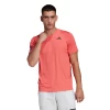 Adidas Men's 3 Stripes Club Top (Semi Turbo/Black) 2 Adidas Men's 3 Stripes Club Top (Semi Turbo/Black) -Racquet Equipment Shop HB9075 APP on model standard white