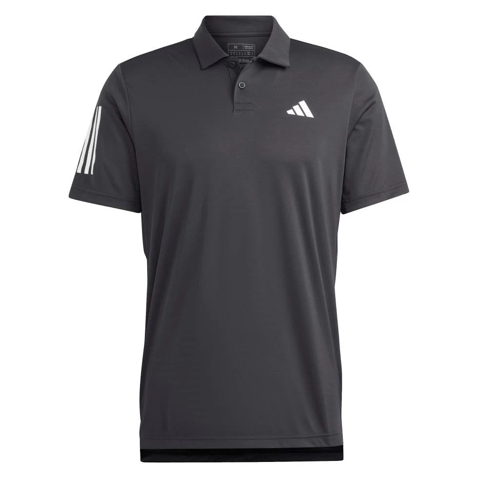 Adidas Men's 3 Stripe Club Polo (Black) 6 Adidas Men's 3 Stripe Club Polo (Black) - Image 4