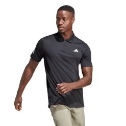 Adidas Men's 3 Stripe Club Polo (Black)