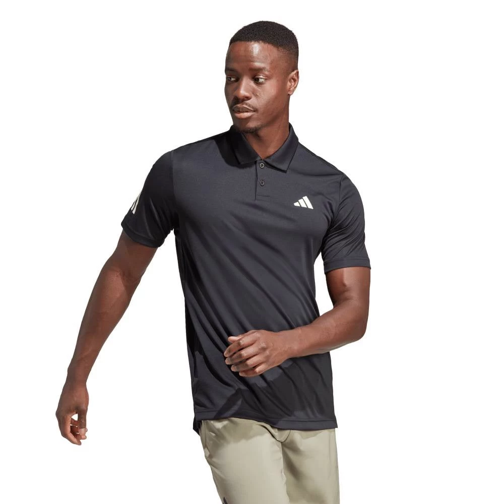 Adidas Men's 3 Stripe Club Polo (Black) 3 Adidas Men's 3 Stripe Club Polo (Black)