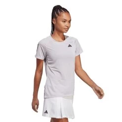 Adidas Women's Club 3 Stripe Top (Purple) 11 Adidas Women's Club 3 Stripe Top (Purple) -Racquet Equipment Shop HT7189 6 APPAREL OnModel WalkingView transparent