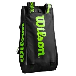 Wilson Super Tour 15 Pack Racquet Bag (Black/Green) 17 Wilson Super Tour 15 Pack Racquet Bag (Black/Green) -Racquet Equipment Shop WR8004101001 Super Tour 3 Comp BKGR Removable Straps Detail2