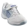 Wilson Stroke Junior Tennis Shoe (White/Blue) 1 Wilson Stroke Junior Tennis Shoe (White/Blue) -Racquet Equipment Shop WRS324040 Jr Kaos Stroke White PearlBlue DazzlingBlue Hero