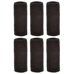 Tourna Wrist Towel 6" Extra Wide Wristband (6/Pack, Black)