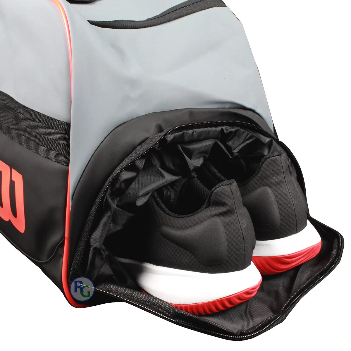 Wilson Clash Duffel Large Racquet Bag (Grey/Black/Infrared) 9 Wilson Clash Duffel Large Racquet Bag (Grey/Black/Infrared) - Image 7