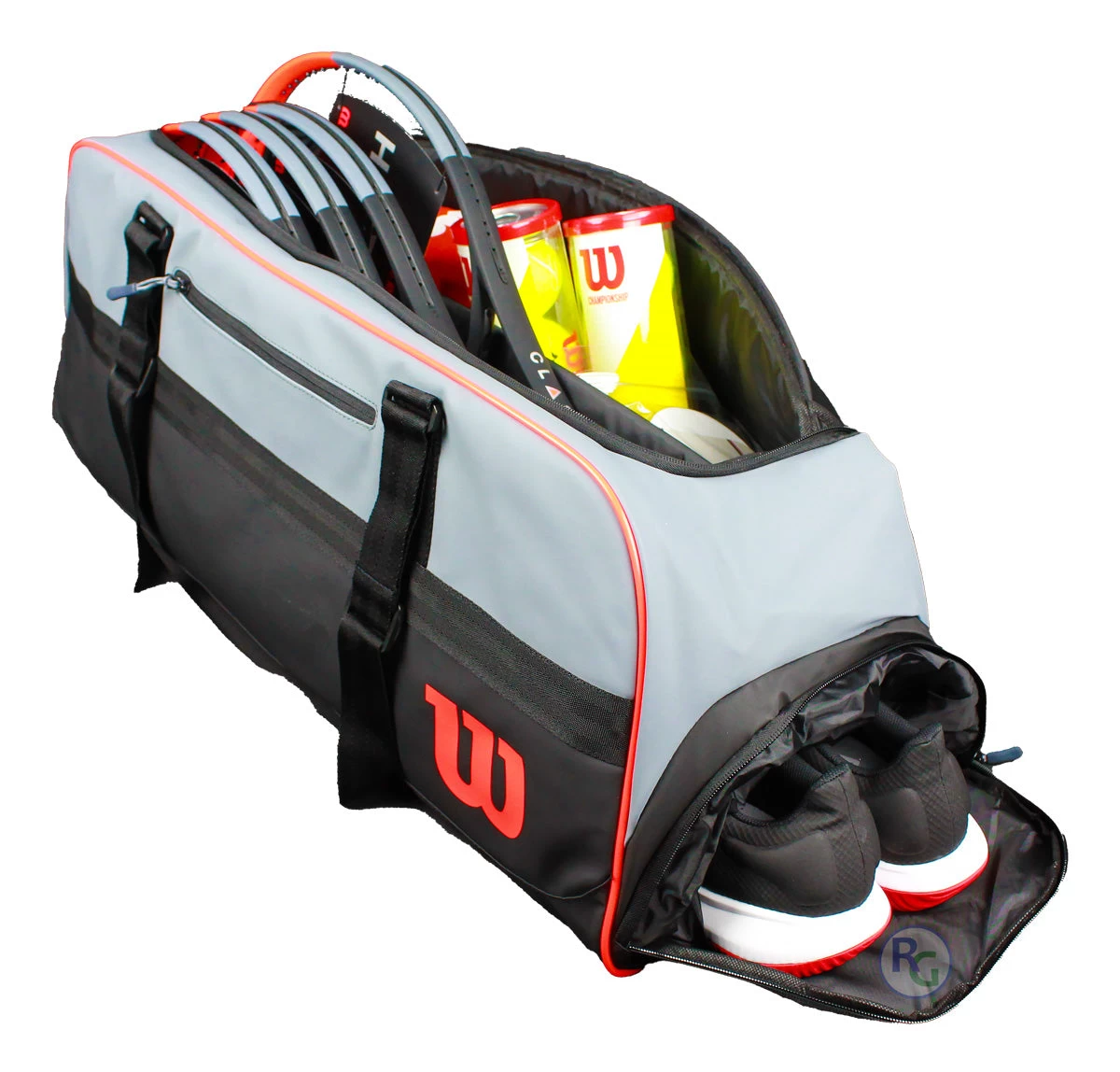 Wilson Clash Duffel Large Racquet Bag (Grey/Black/Infrared) 3 Wilson Clash Duffel Large Racquet Bag (Grey/Black/Infrared)