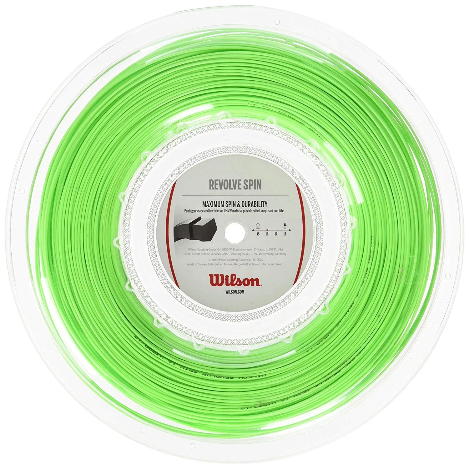 Wilson Revolve Spin 16/1.30 Tennis String Reel (Green) 3 Wilson Revolve Spin 16/1.30 Tennis String Reel (Green)