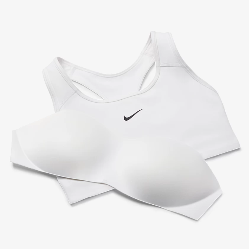 Nike Women's Dri-FIT Swoosh Medium Support 1 Piece Pad Sports Bra (White/Black) 7 Nike Women's Dri-FIT Swoosh Medium Support 1 Piece Pad Sports Bra (White/Black) - Image 5