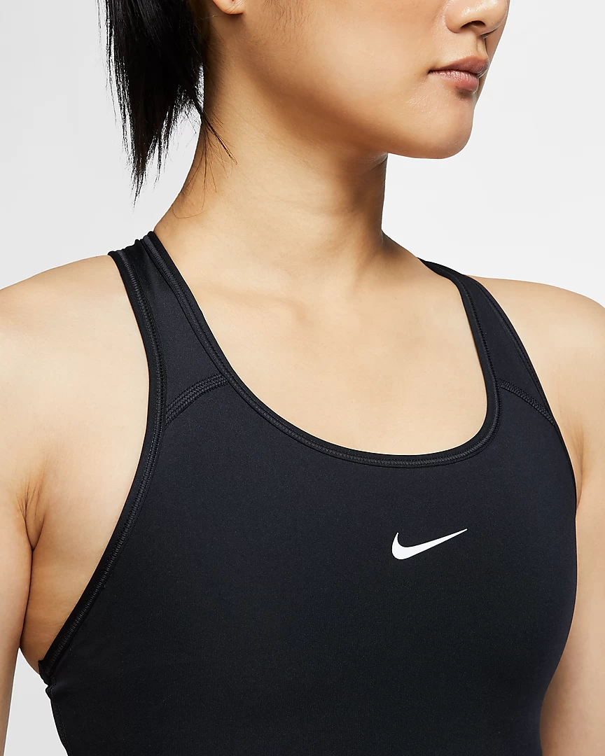 Nike Women's Dri-FIT Swoosh Medium Support 1 Piece Pad Sports Bra (Black/White) 5 Nike Women's Dri-FIT Swoosh Medium Support 1 Piece Pad Sports Bra (Black/White) - Image 3
