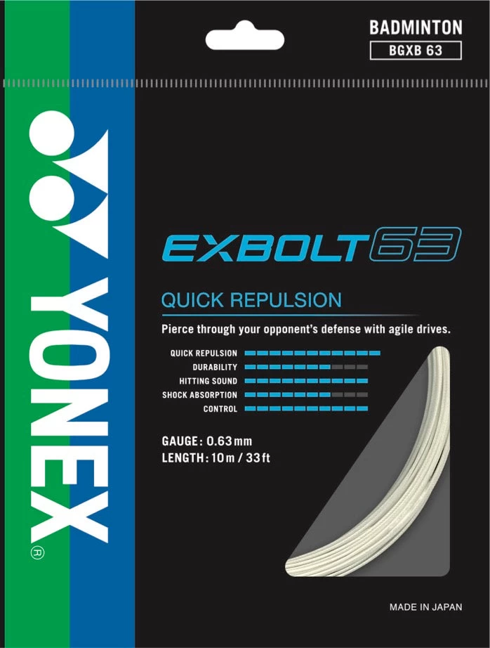 Yonex BG Exbolt 63 Badminton String (White) 3 Yonex BG Exbolt 63 Badminton String (White)