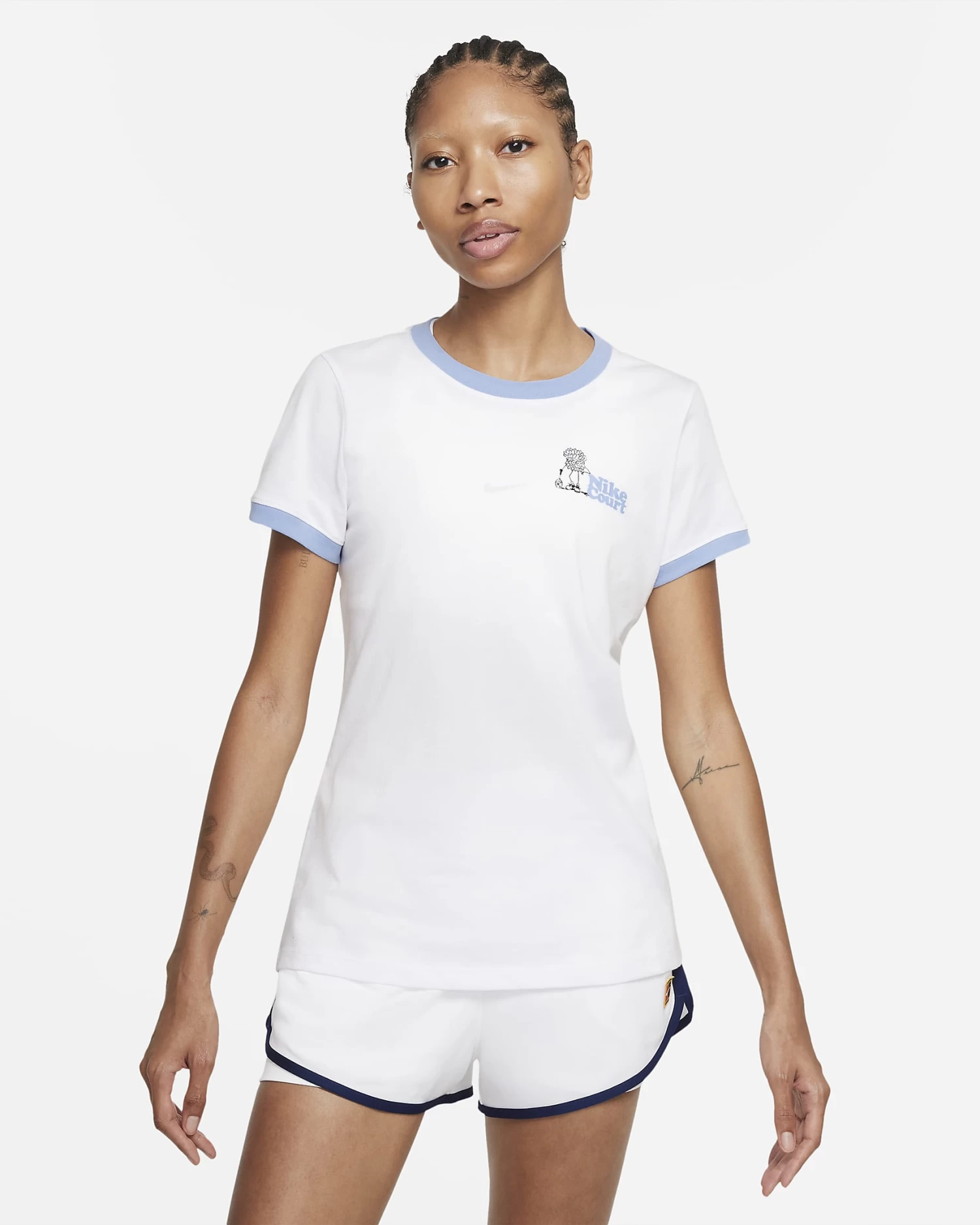 Nike Women's Dri-FIT Ringer NYC Top (White/Aluminum) 3 Nike Women's Dri-FIT Ringer NYC Top (White/Aluminum)