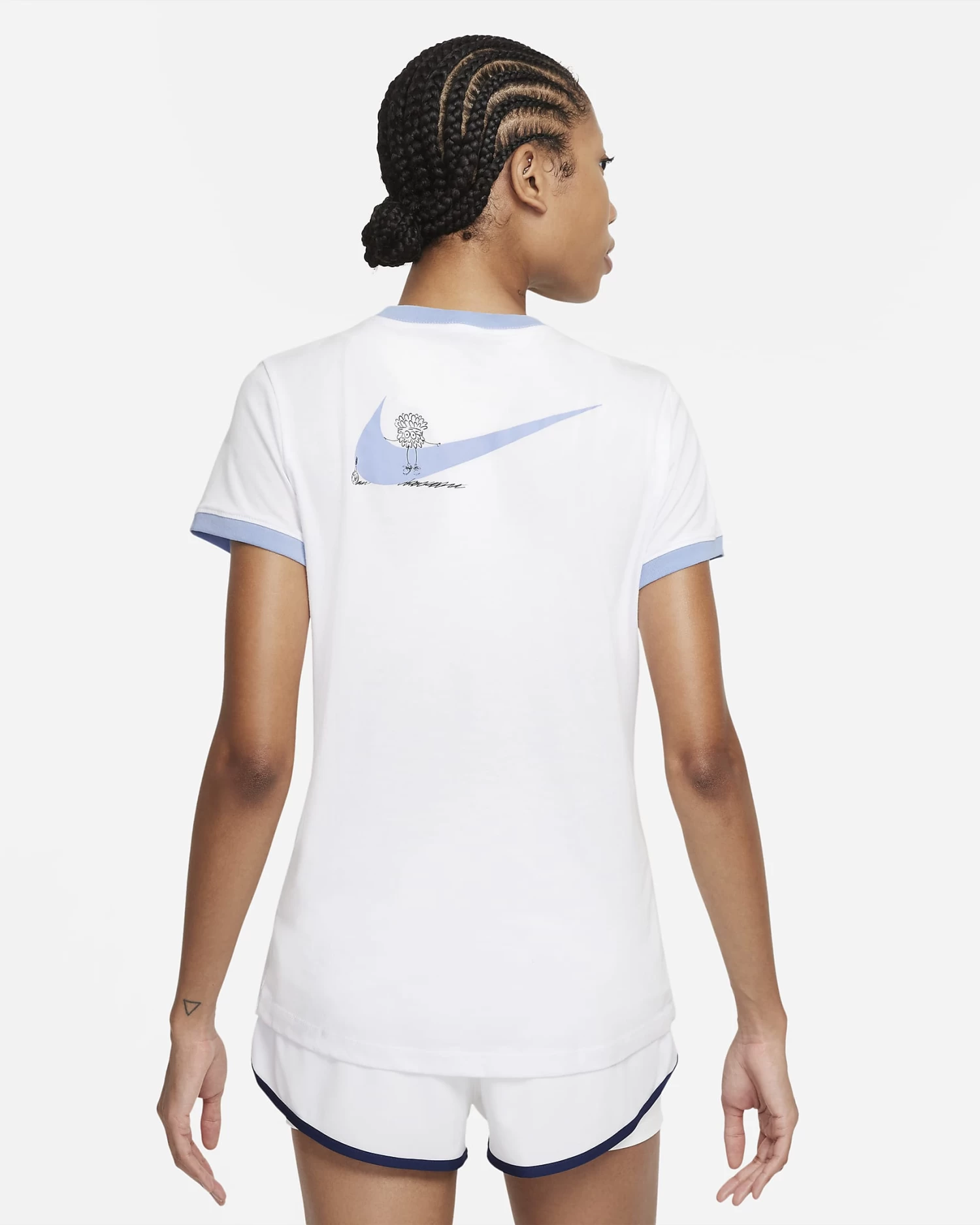 Nike Women's Dri-FIT Ringer NYC Top (White/Aluminum) 4 Nike Women's Dri-FIT Ringer NYC Top (White/Aluminum) - Image 2