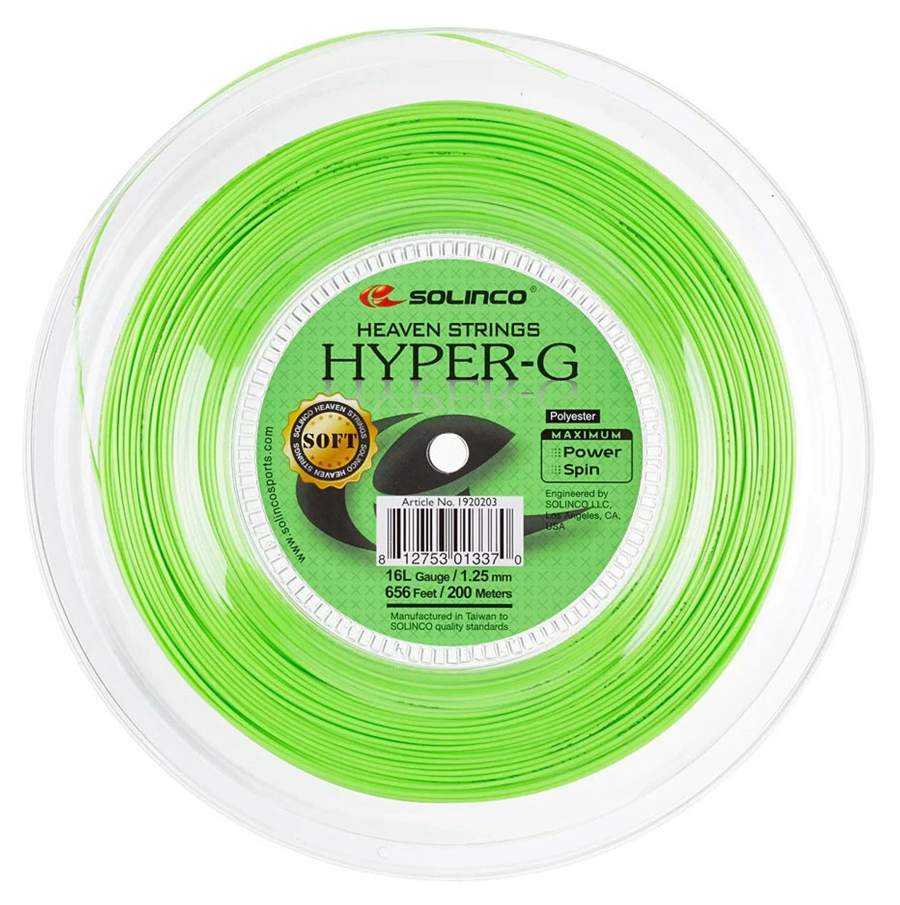 Solinco Hyper-G Soft 16L/1.25 Tennis String Reel (Green) 3 Solinco Hyper-G Soft 16L/1.25 Tennis String Reel (Green)
